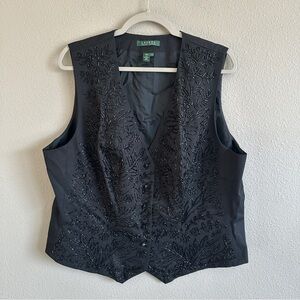 Ralph Lauren Black Embroidered Vest